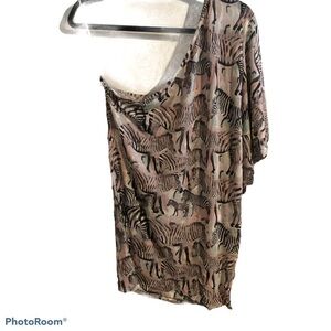 TopShop Zebra Animal Asymmetrical One Sleeve Top